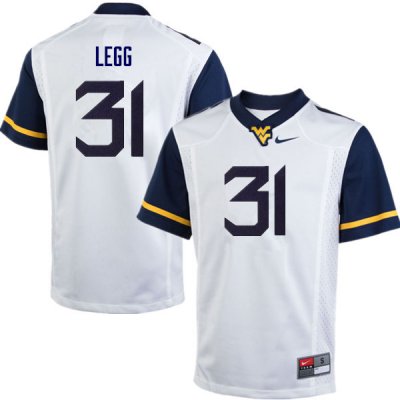 Men's West Virginia Mountaineers NCAA #31 Casey Legg White Authentic Nike Stitched College Football Jersey SD15C21XV